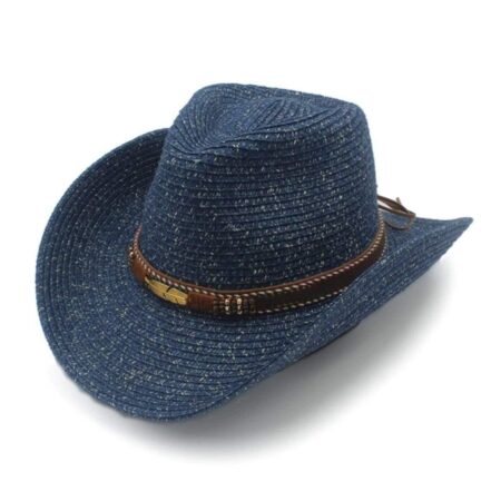 Chapeau Paille Taille M STARS & STRIPES Chapeau Paille Western Noir - Taille M Avec Bandeau Cuir Chapeau été Homme Femme